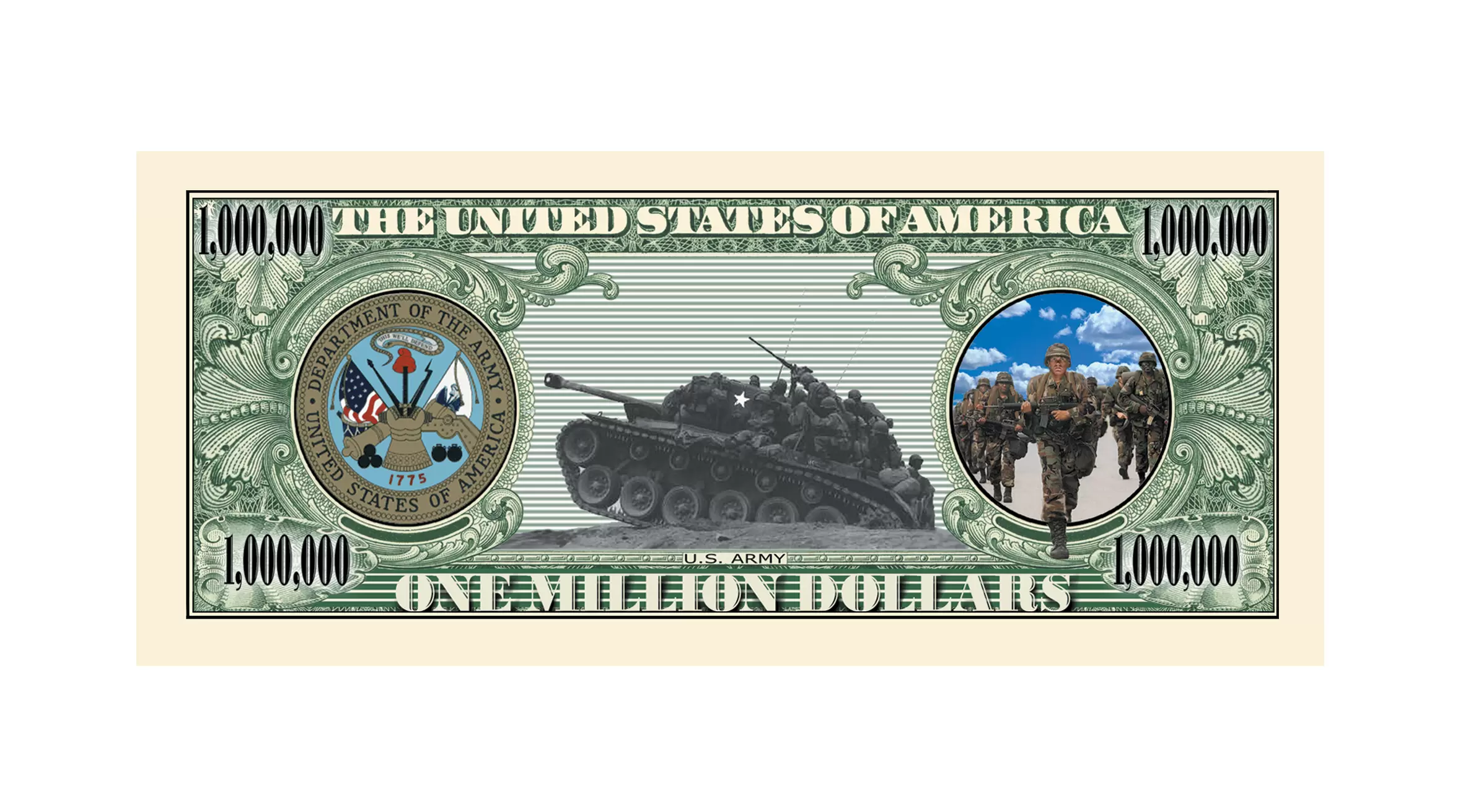US Army Commemorative Million Dollar Bill - Image 3
