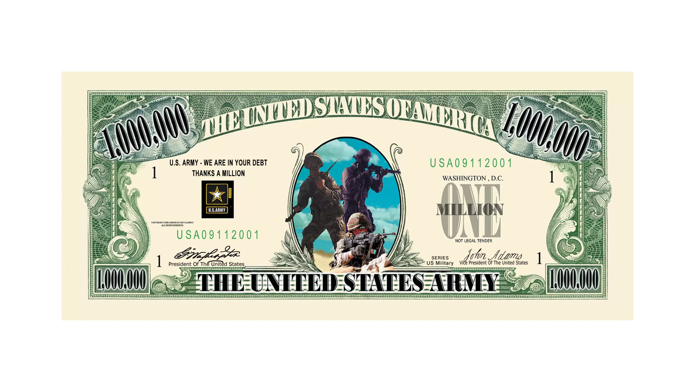 US Army Commemorative Million Dollar Bill - Image 2