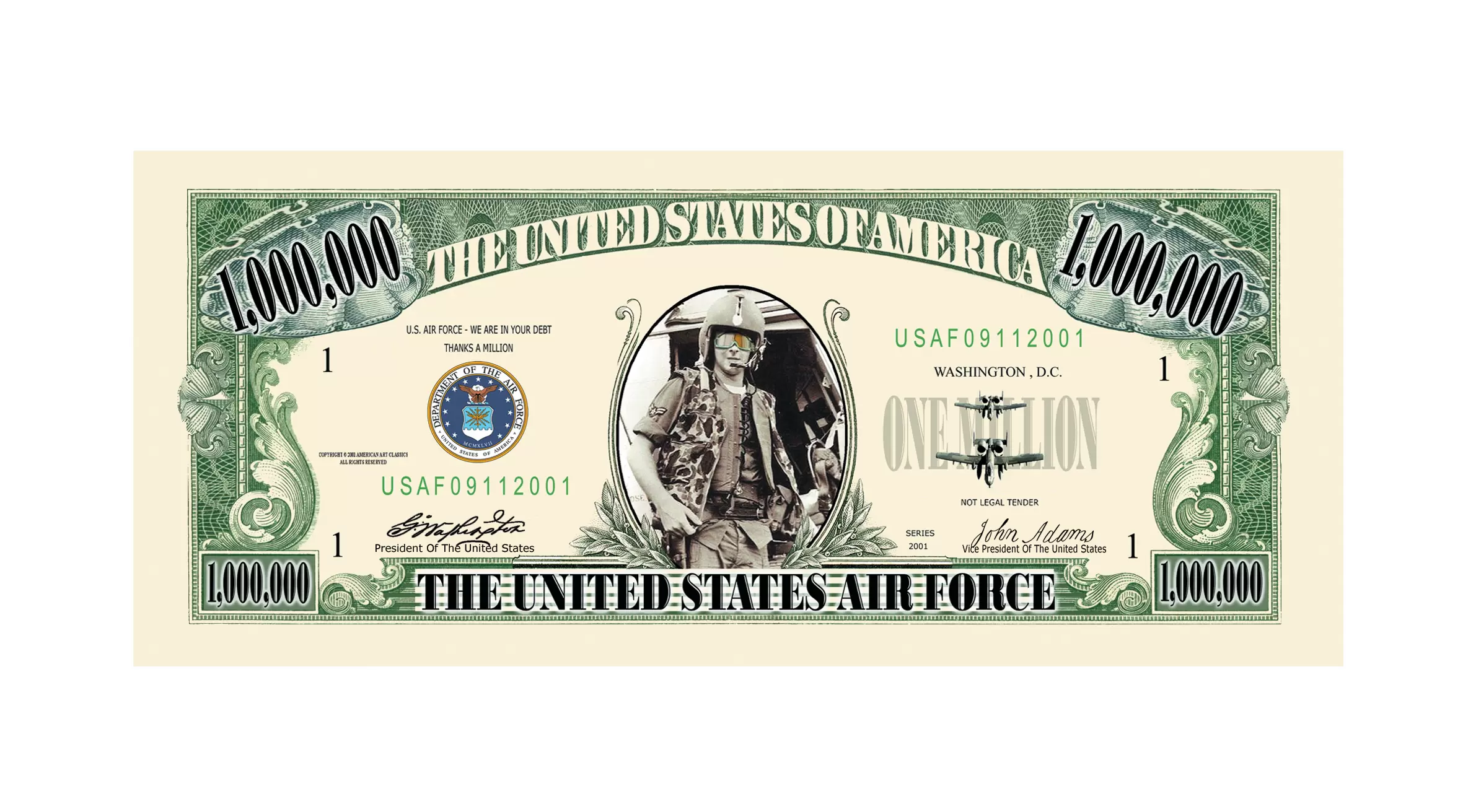 US Air Force Commemorative Million Dollar Bill - Image 2