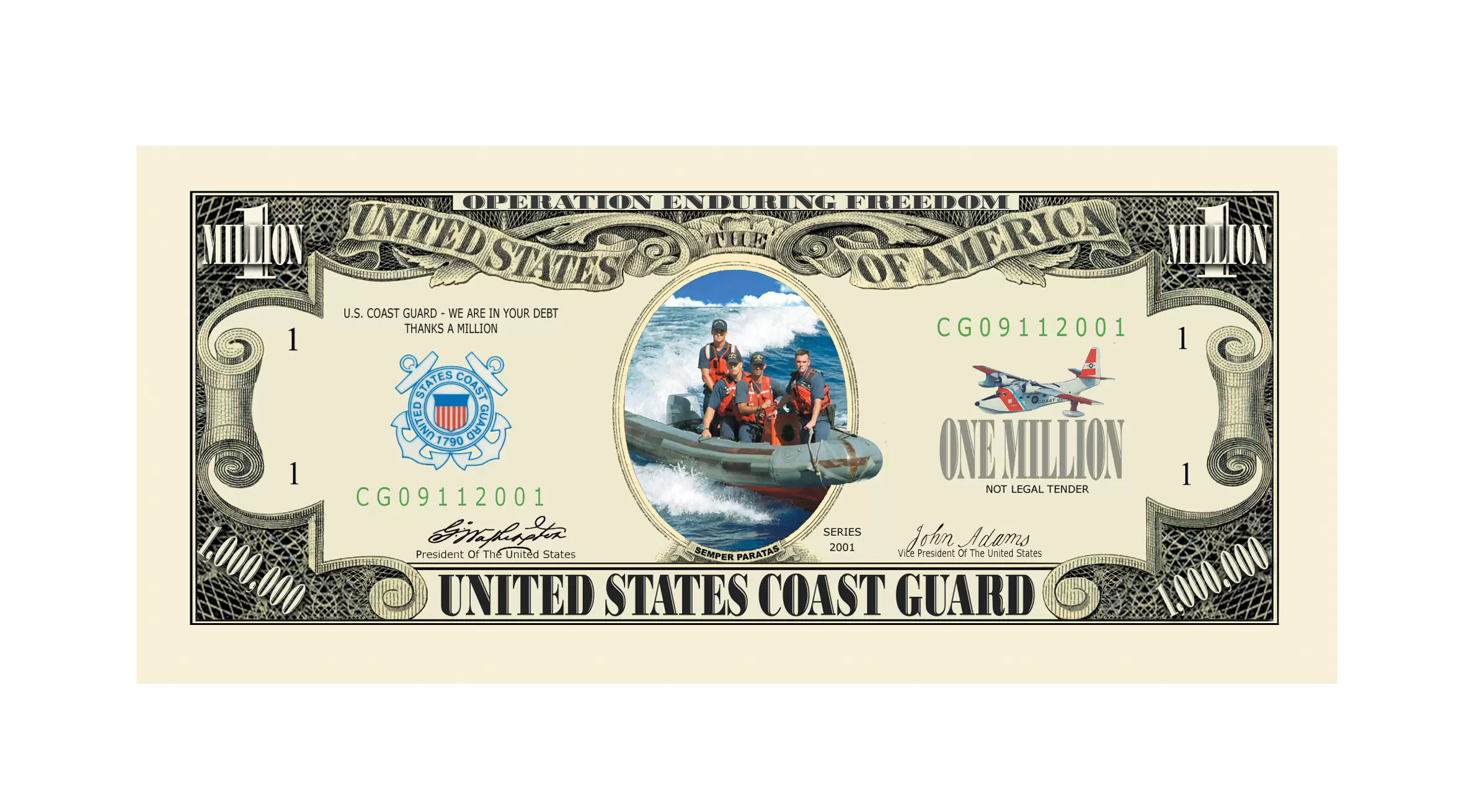Coast Guard million dollar bill front