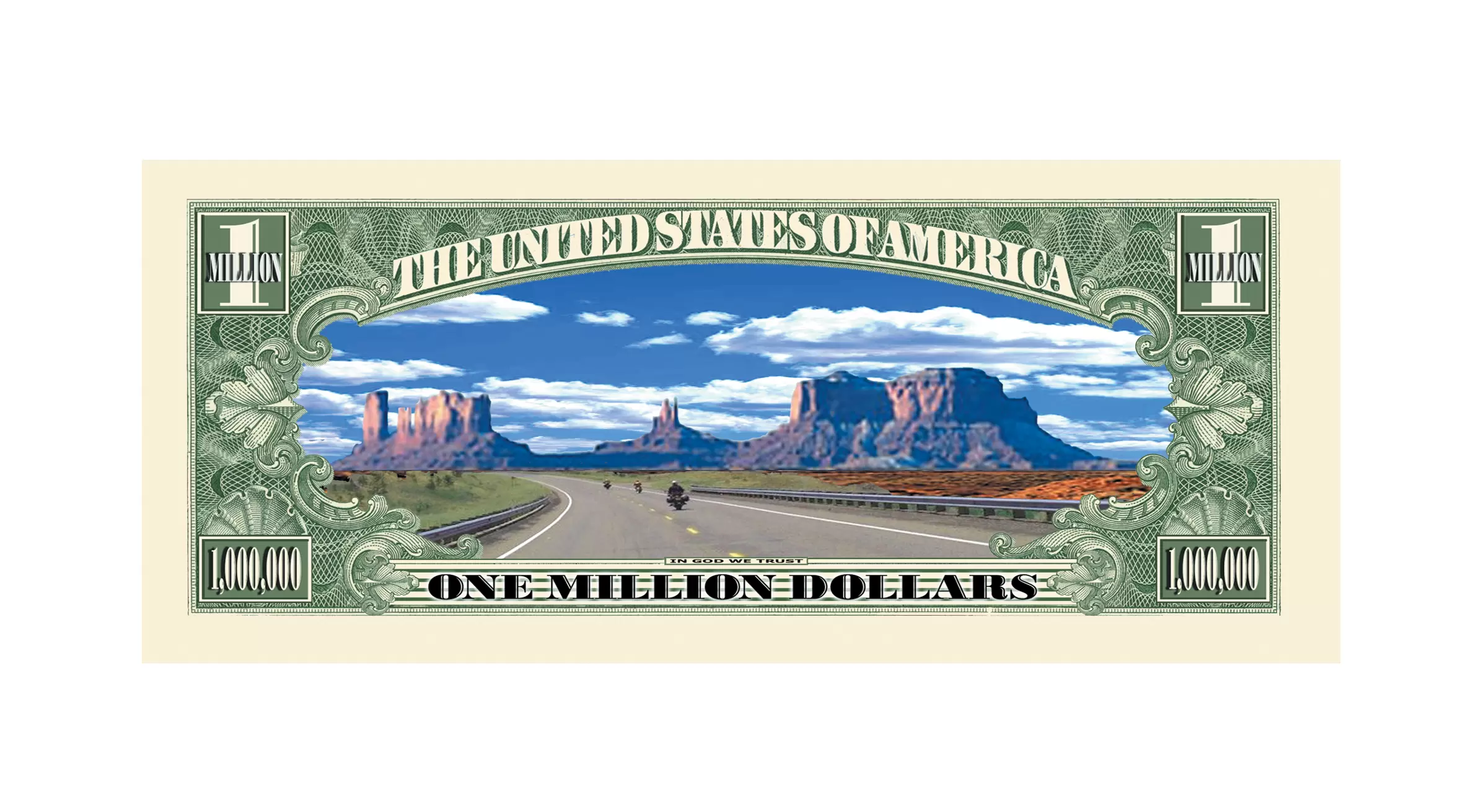 Biker Motorcycle - Harley Davidson Themed - One Million Dollar Bill - Image 3