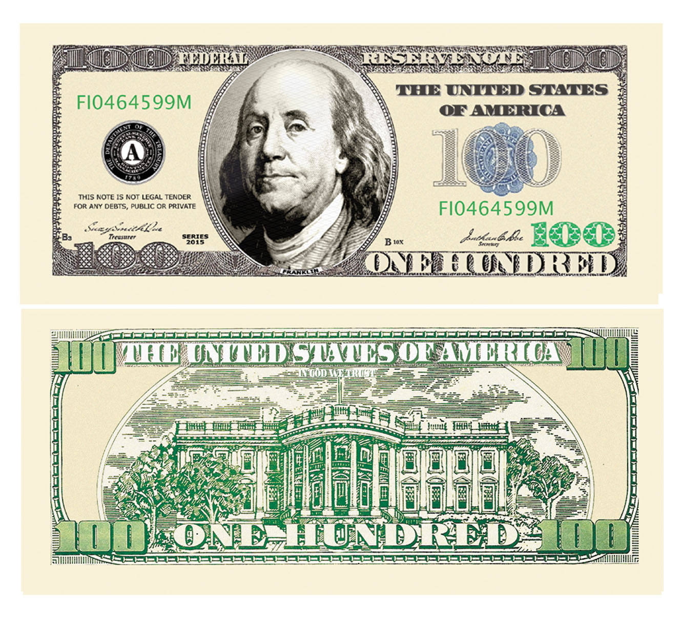 $100.00 Ben Franklin Casino Party Money – American Art Classics