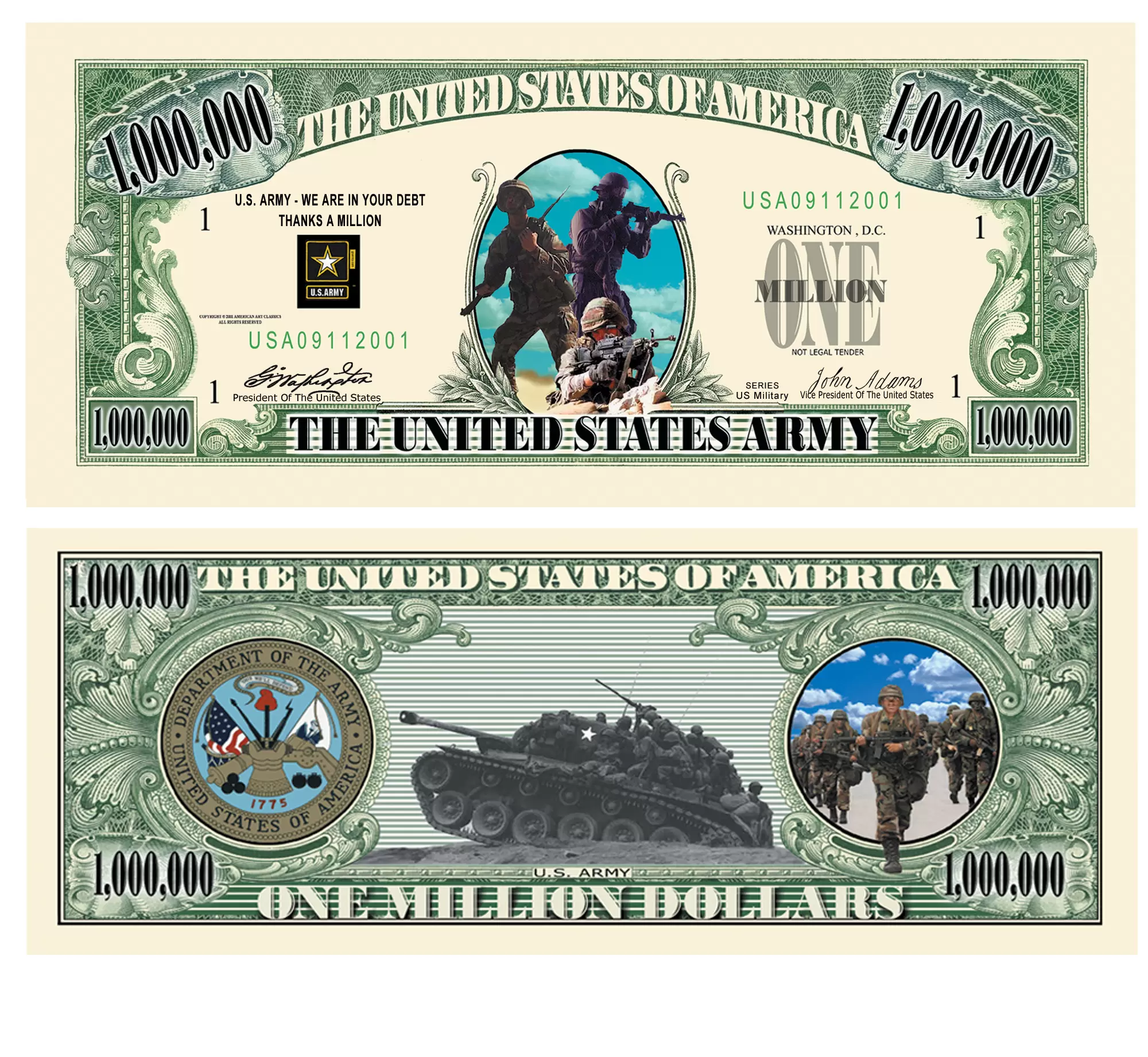 US Army Commemorative Million Dollar Bill