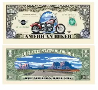 Biker Motorcycle - Harley Davidson Themed - One Million Dollar Bill