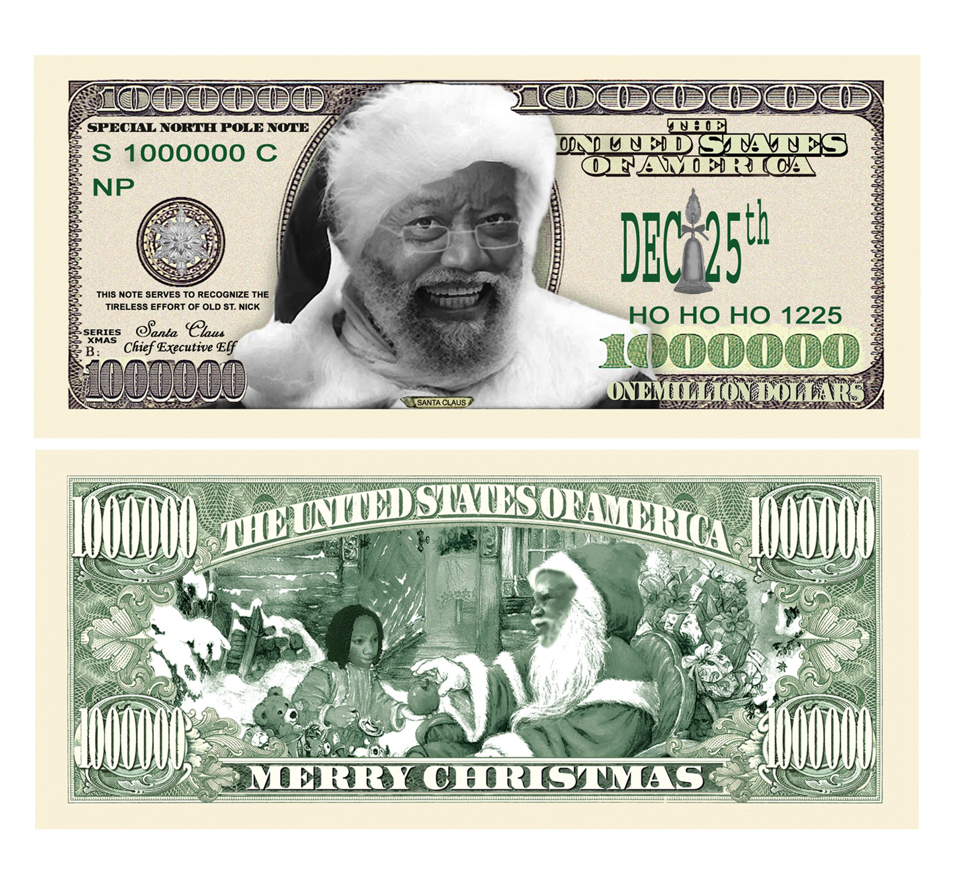 Black Santa Claus Million Dollar Bill