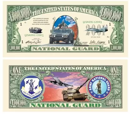 U.S National Guard One Million Dollar Bill