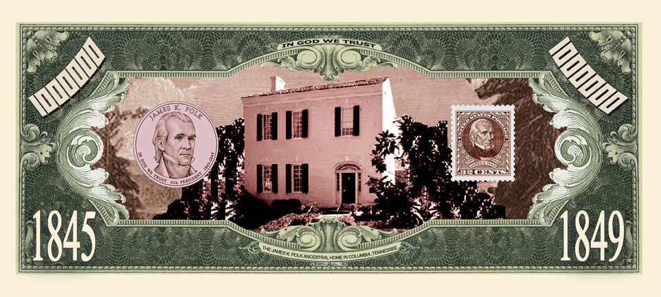 11th President James K Polk Million Dollar Funny Money Novelty Note FREE SLEEVE 