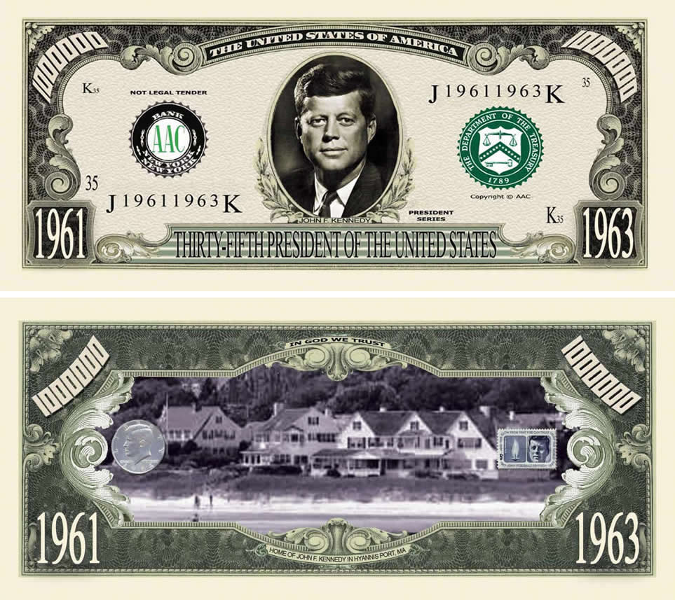 Set of 100 with 1 Bonus Chris Novelty Million Dollar Bill JFK John F Kennedy 