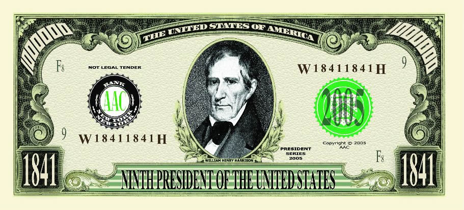 WHOLESALE LOT OF 100 fake 10,000 MONEY BILL 10k President Harrison USA novelty 