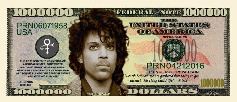 Limited Edition Prince Commemorative Million Dollar Bill – American Art ...