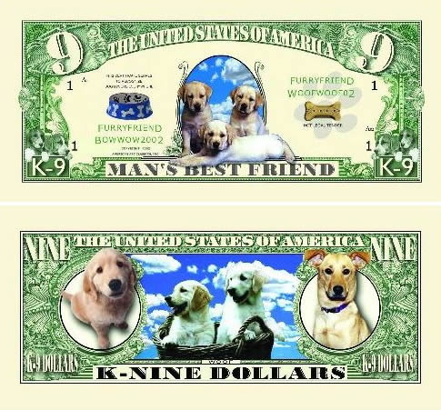 10 Poodle K-9 Dog Collectible Novelty Money Bills #282 
