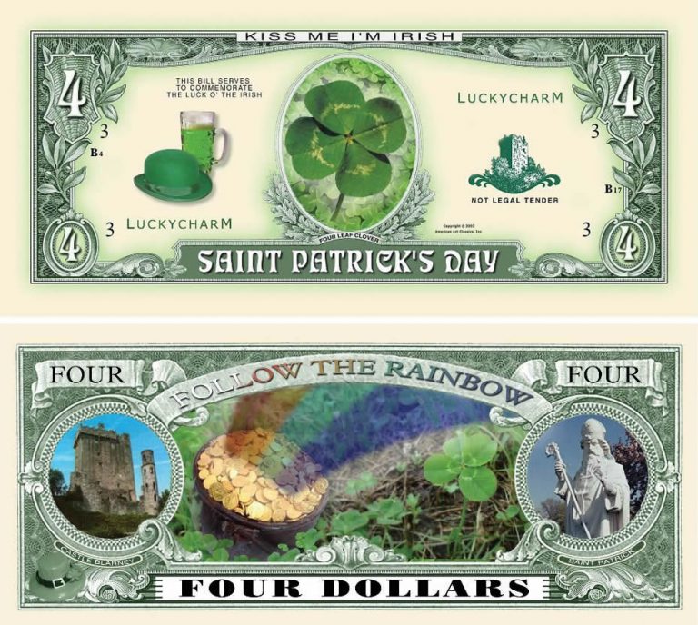 Saint Patrick Four Dollar Bill – American Art Classics