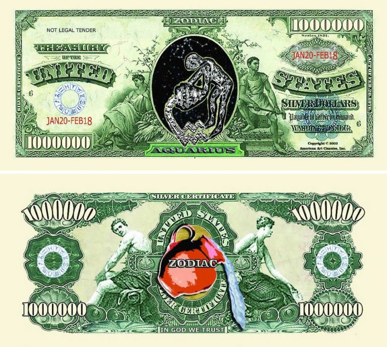 Aquarius Zodiac One Million Dollar Bill – American Art Classics