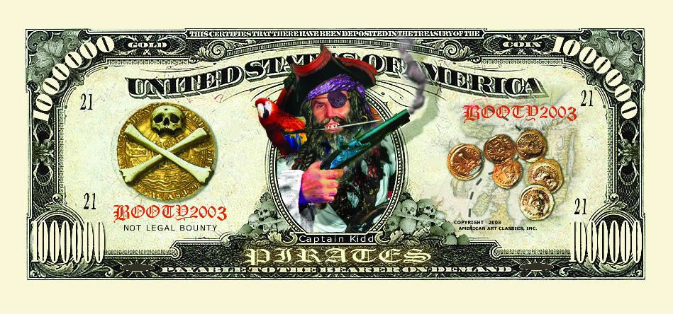 25 Pirate Doubloon MONEY FAKE  WHOLESALE LOT  MILLION DOLLAR BILLS PIRATE BOOTY 