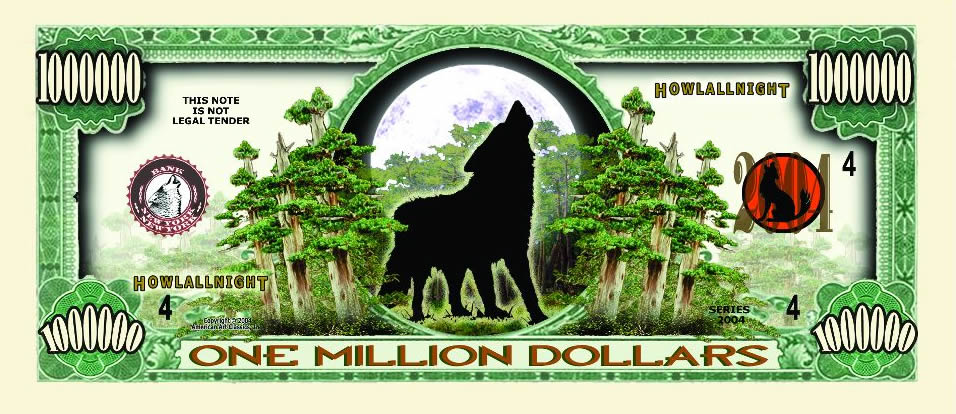 50 Wolf Howling Wolf Collectible Novelty Money Bills 