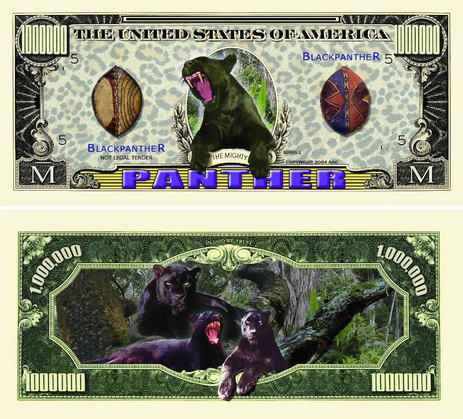Black Panther Collectible One Million Dollar Bill – American Art Classics