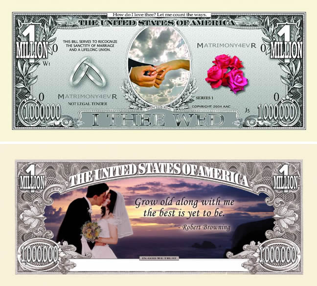 Wedding One Million Dollar Bill – American Art Classics