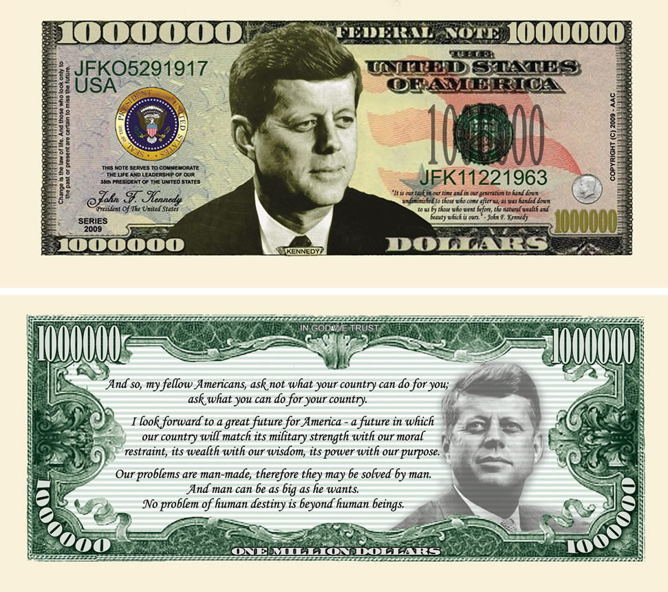 Kennedy Novelty Money Bills #255 10 $50,000 Casino Style John F 