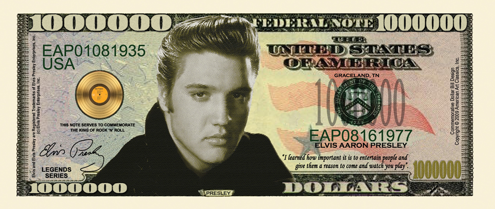D1 1-Elvis Presley Million Dollar Bill Collectible Novelty  MUSIC MONEY 