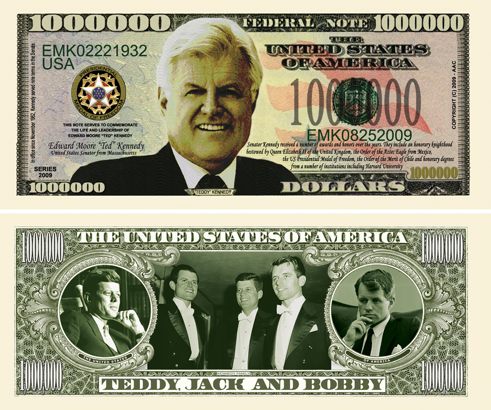 Bobby Kennedy RFK One Million Dollars Bill Novelty Notes 1 5 25 50 100 500 1000 