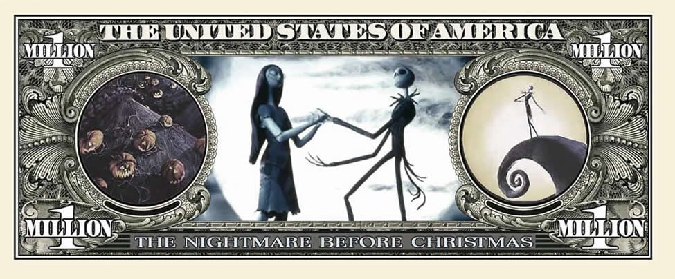 Nightmare Before Christmas Movie Collectible Dollar Bill Novelty Pack of 100 