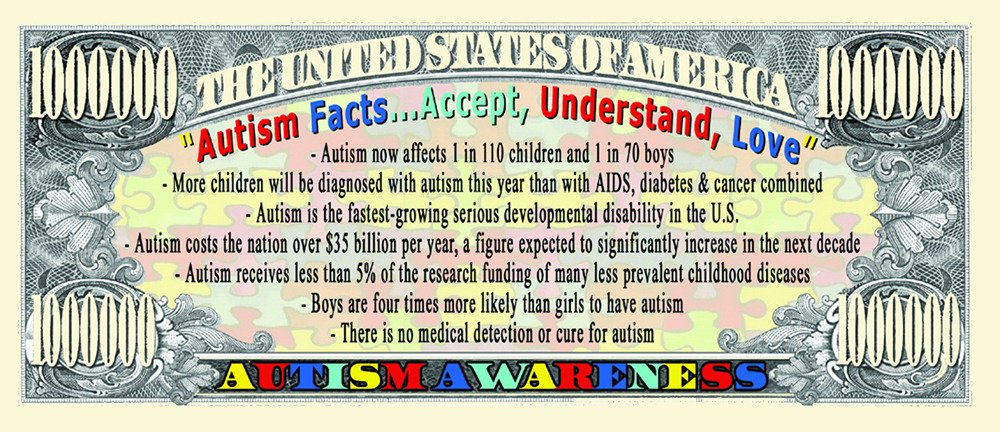 Autism Awareness Million Dollar Bill 