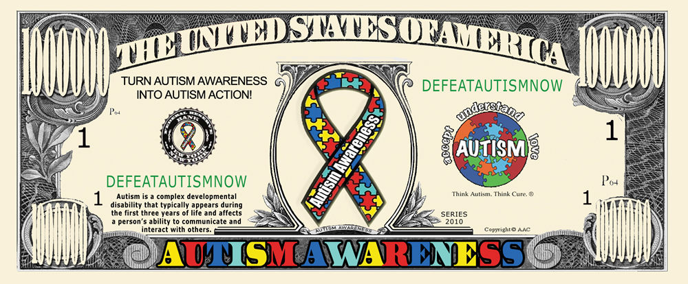 Autism Awareness Million Dollar Bill 
