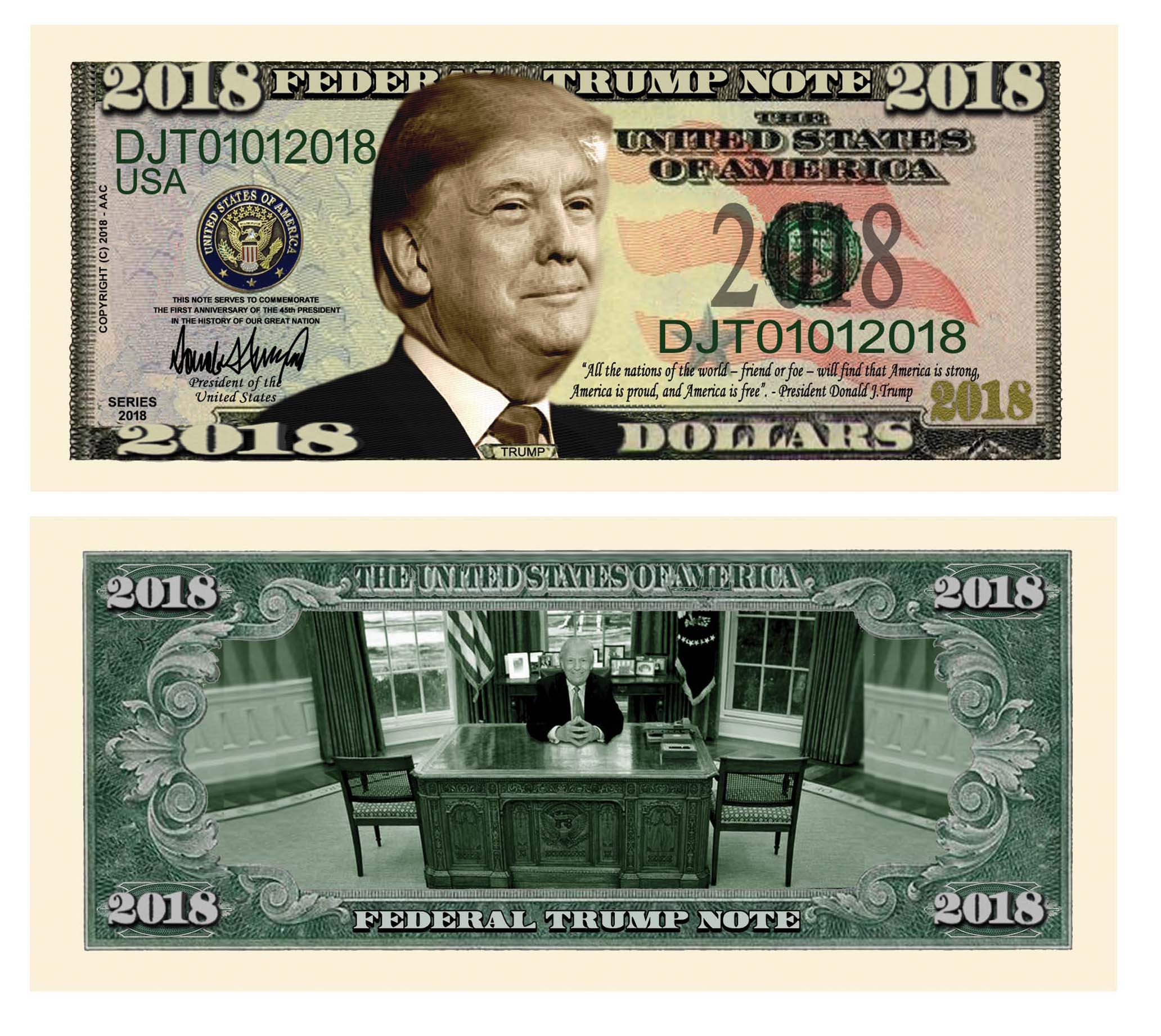 Donald Trump 2018 Federal Trump Presidential Dollar Bill Limited Edition - Best Gift for Trump FANs