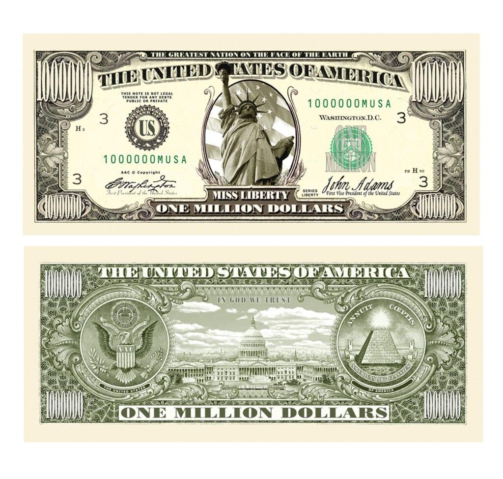 One Million Dollar Bill novelty