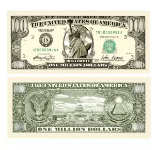 One Million Dollar Bill novelty