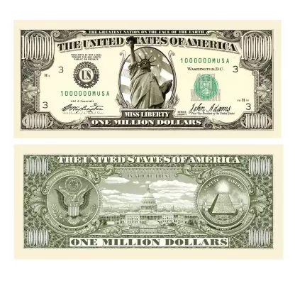 One Million Dollar Bill novelty
