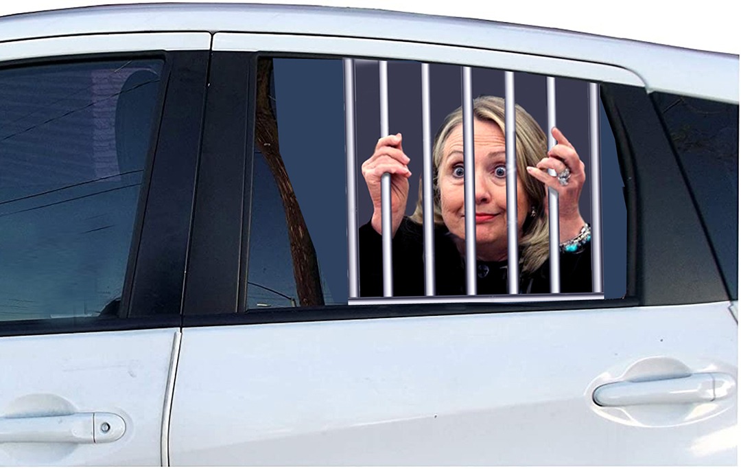 Ride with Hillary In Prison Funny Car Window DECALs - Window Cling - Easy Removal Leaves No Residue 