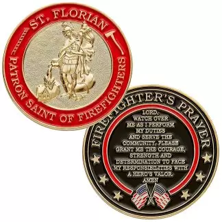 Saint Florian firefighter prayer coin