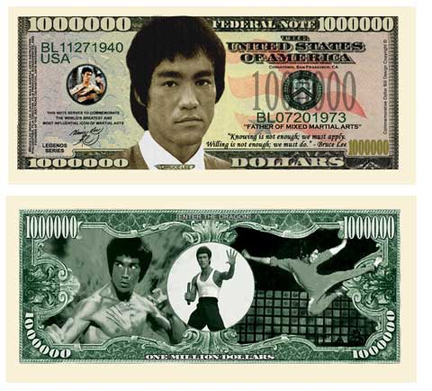 LOT OF 10 Bruce Lee  MONEY FAKE  WHOLESALE LOT  MILLION DOLLAR BILLS  FREE SHIP 