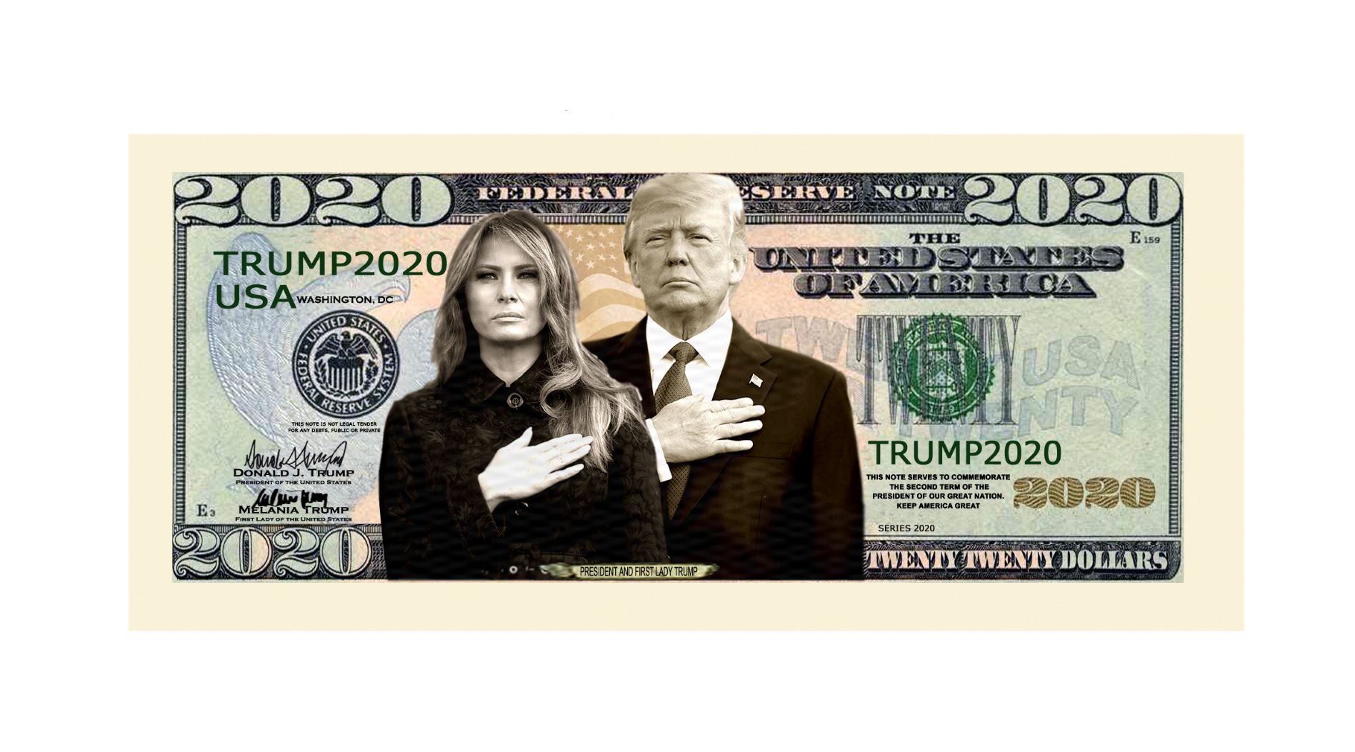 Set of 1000 Donald Trump 2020 Re-Election President Novelty Dollar Bills