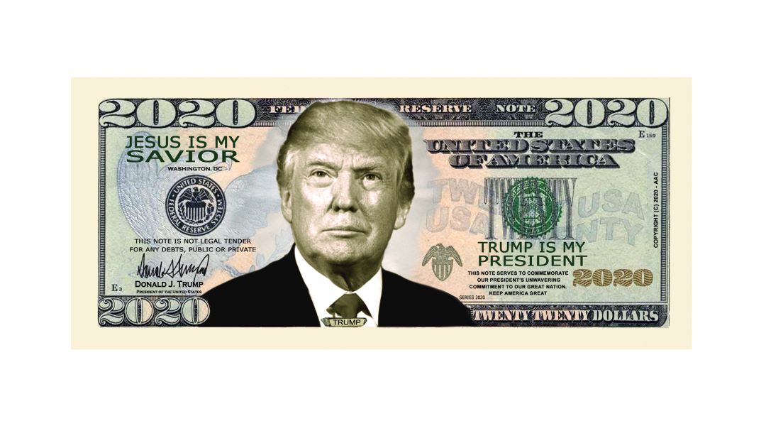 Donald Trump President 2020 Re-Election Novelty Dollar Money Bills 25 TOTAL 