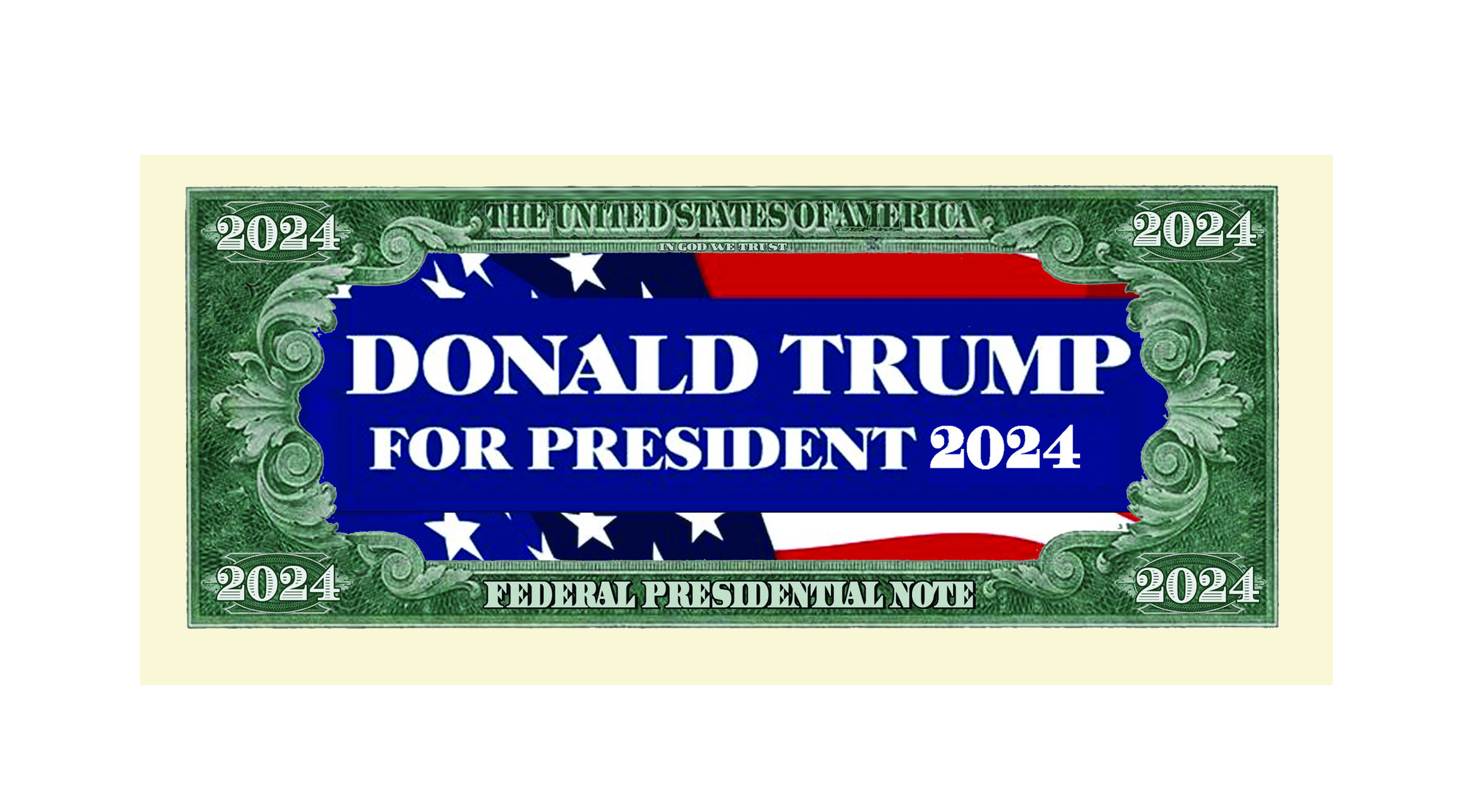 Donald Trump 2024 Dollar Bill President MAGA Novelty Funny Money with Holder 