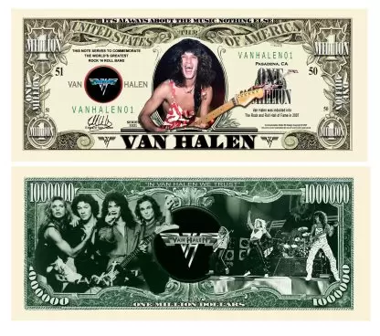Van Halen Limited Edition Collectible Novelty Million Dollar Bill