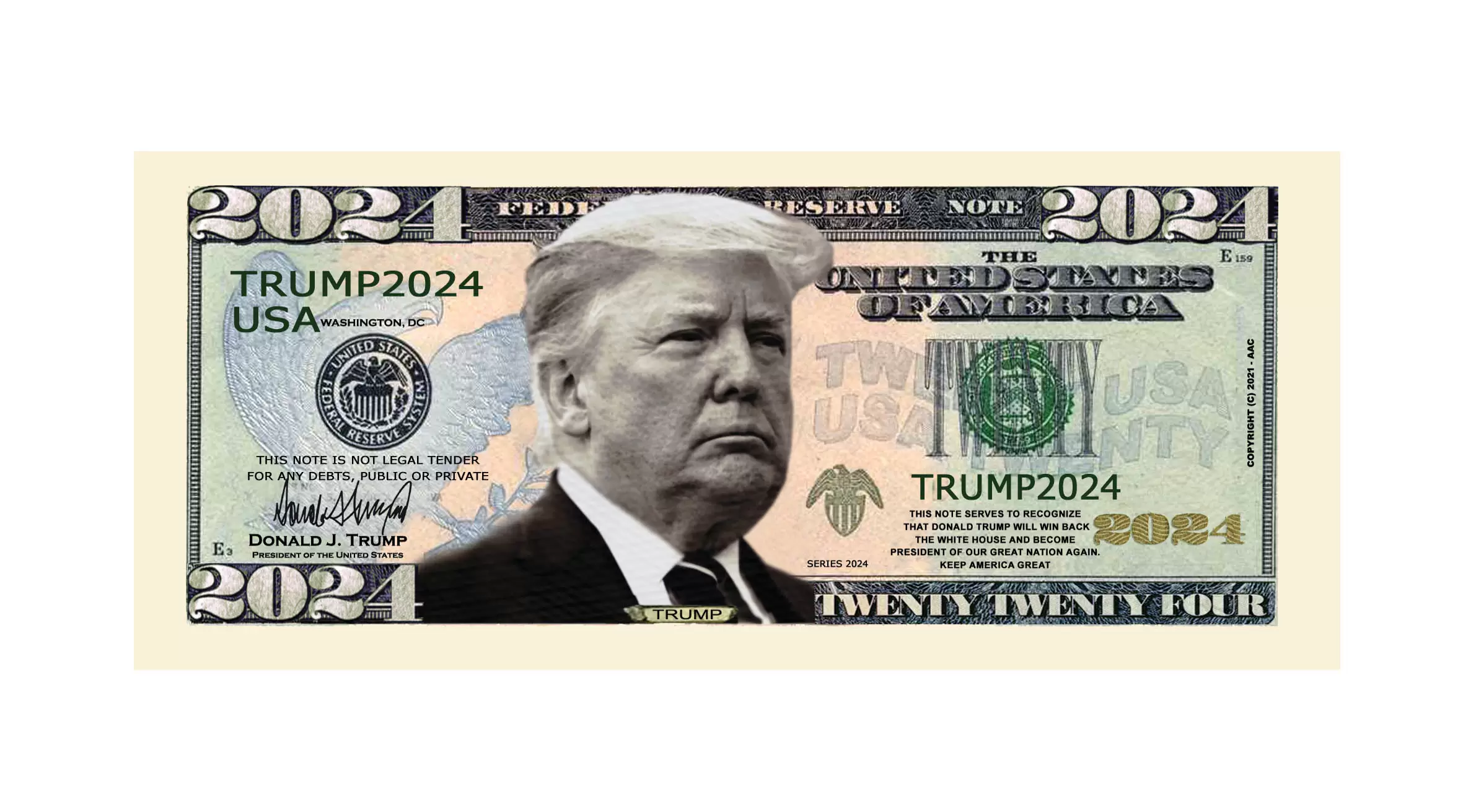 Donald Trump 2024 Re-Election Presidential Novelty Dollar Money Bills - Image 2