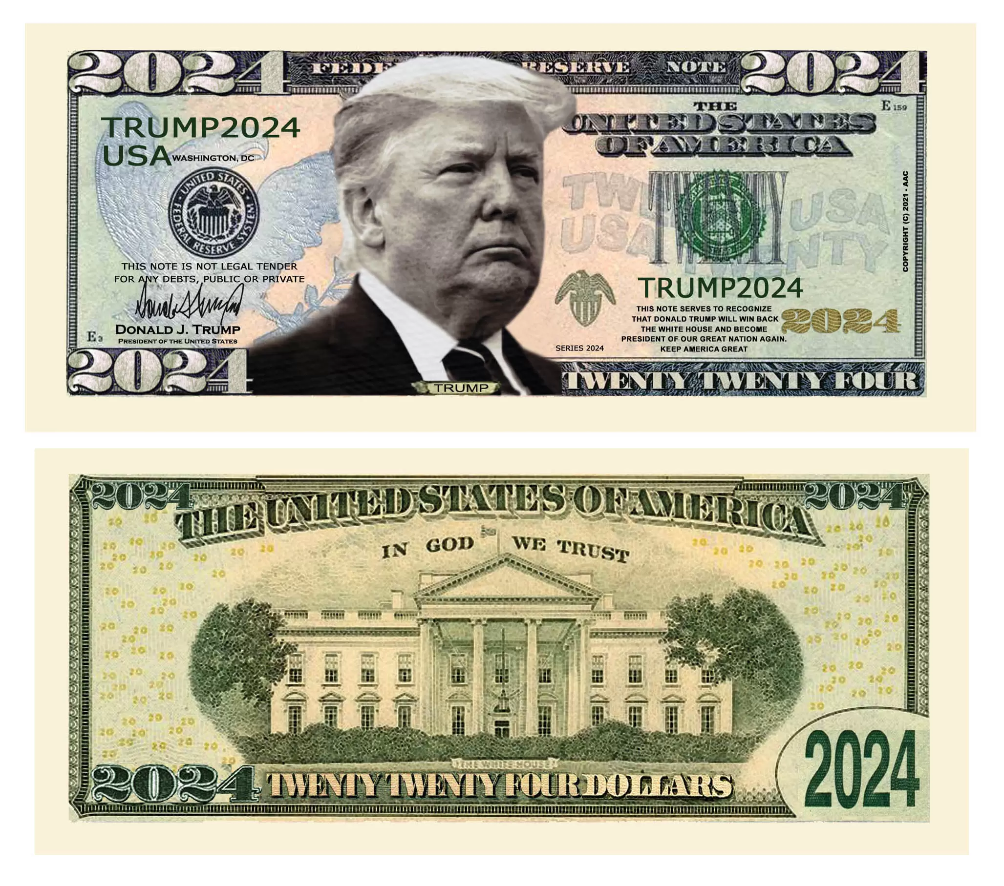 Donald Trump 2024 Re-Election Presidential Novelty Dollar Money Bill