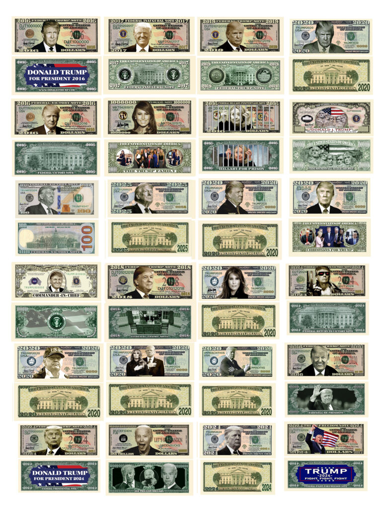 Trump 45th novelty dollar bill front-24 pack