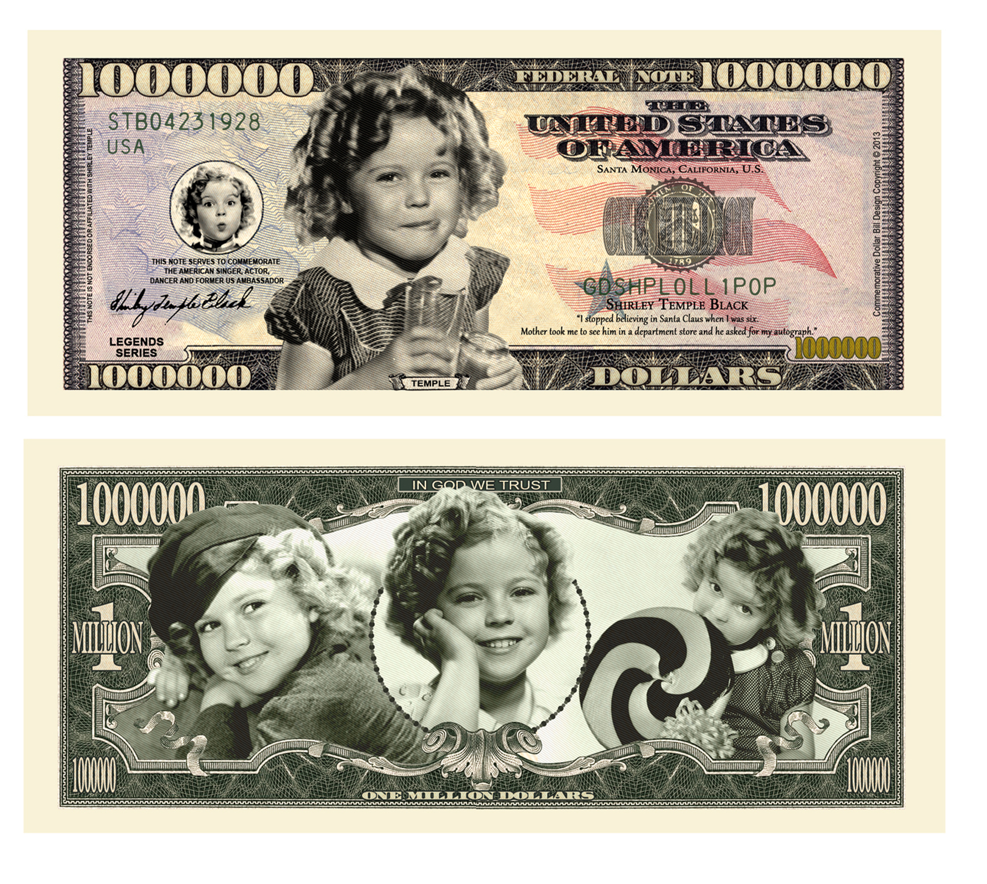 Shirley Temple Million Dollar Bill